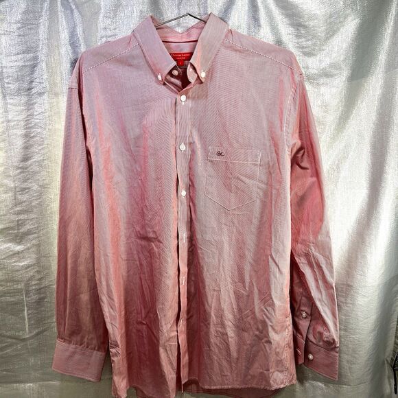 Christian Lacroix Homme LS Button Up Shirt Size L Red and White Pin Stripe - Picture 1 of 7
